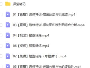2023高中物理【高三选修模块专项】机械振动机械波光学专题网课视频