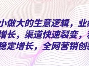 企业《从小做大的生意逻辑》业绩翻倍增长，渠道快速裂变