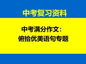 中考满分作文：俯拾优美语句专题网课视频