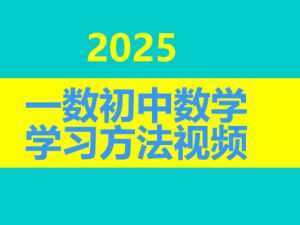 一数初中数学学习方法网课视频