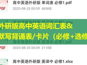 外研版高中英语词汇表&默写背诵表/卡片（必修+选修）分册&汇总（PDF/Excel/Word版下载）