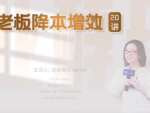 张丽俊《老板降本增效20讲》管好三本五效，实现低本高效