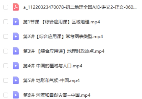 2024李孚宁初中初二地理(A+秋季班上)网课视频第2张