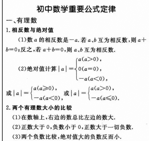 初中数学重要公式定律总结(图片版）第1张