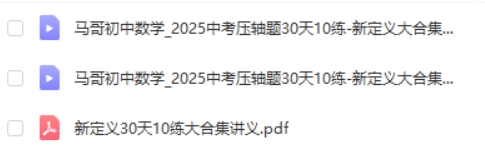 马哥初中数学 2025中考压轴题30天10练-新定义大合集  网课视频第2张