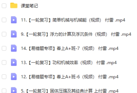2023付雷初三物理(A+寒假班)网课视频第2张