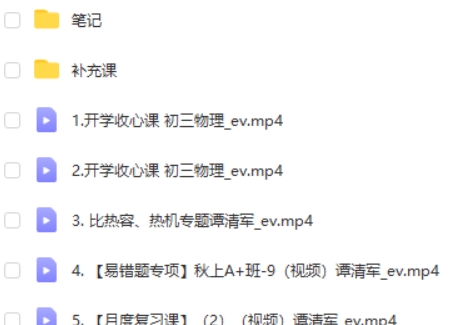 2024谭清军初中初三物理(秋季班上)网课视频第2张