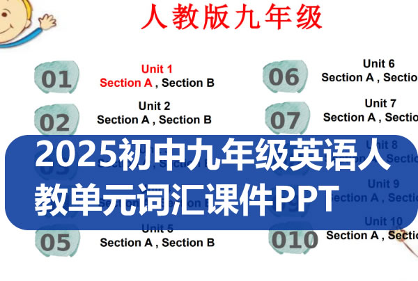 2025初中九年级英语人教单元词汇课件PPT第1张
