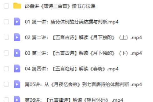 邵鑫唐诗三百首40讲完结网课视频第2张
