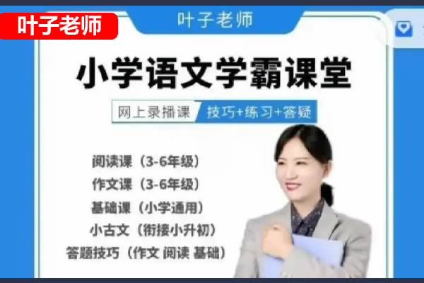 叶子老师小学语文阅读、作文、基础答题技巧网课视频第1张