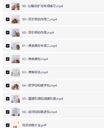 语文《句式训练大全》课程视频66节+练习册第3张