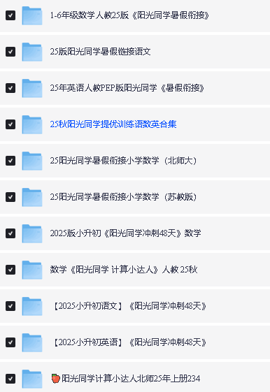 25秋《阳光同学》系列全套小学教辅资料下载第2张
