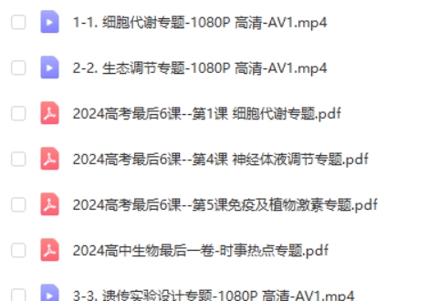 一生儿2024高考生物最后6课网课视频第2张