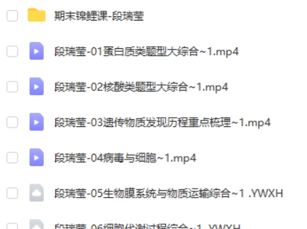 2023段瑞莹高中高三高考生物(复读寒假班)网课视频第2张