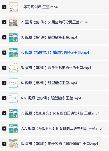 2024王瑾化学全年秋寒暑A+网课视频全套第6张