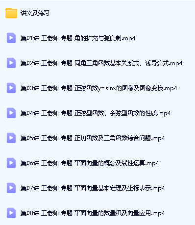 王春辉高一数学同步提高必修4课程（人教A版）第2张