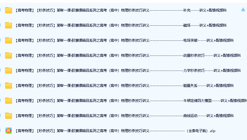 作业帮一课&middot;胶囊课精品系列之高考高中物理秒杀技巧讲义+配套视频第2张