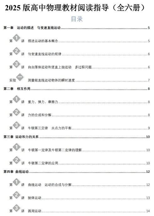 2026版 高中物理 教材阅读指导全六册 PDF文档下载第2张