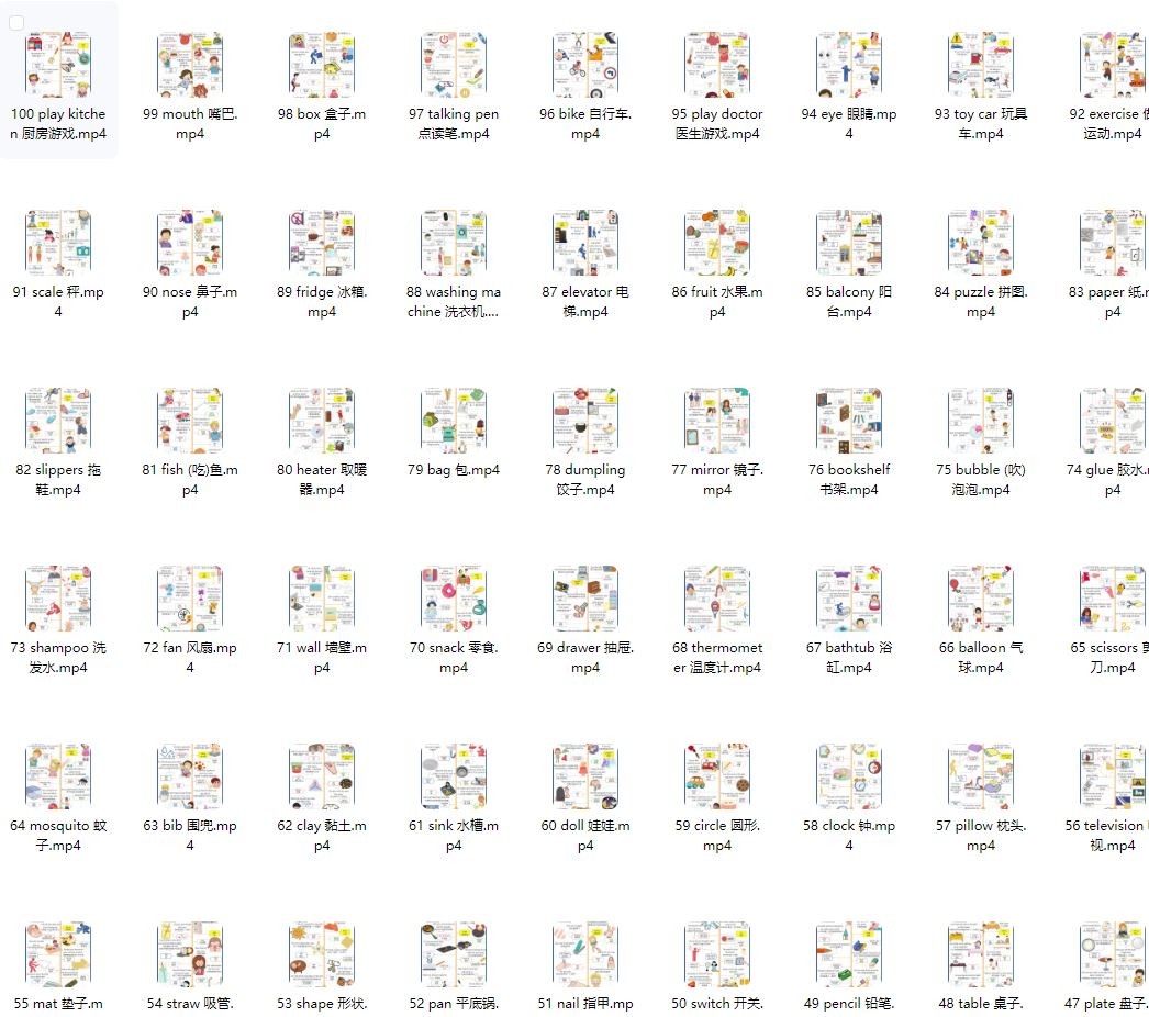 【见物能聊】100个常见物品每日亲子英语词汇卡片附带视频、 音频-超火的英语开口神器第4张