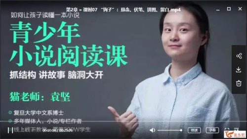 猫博士《青少年小说阅读课》视频课程共6章20集第1张